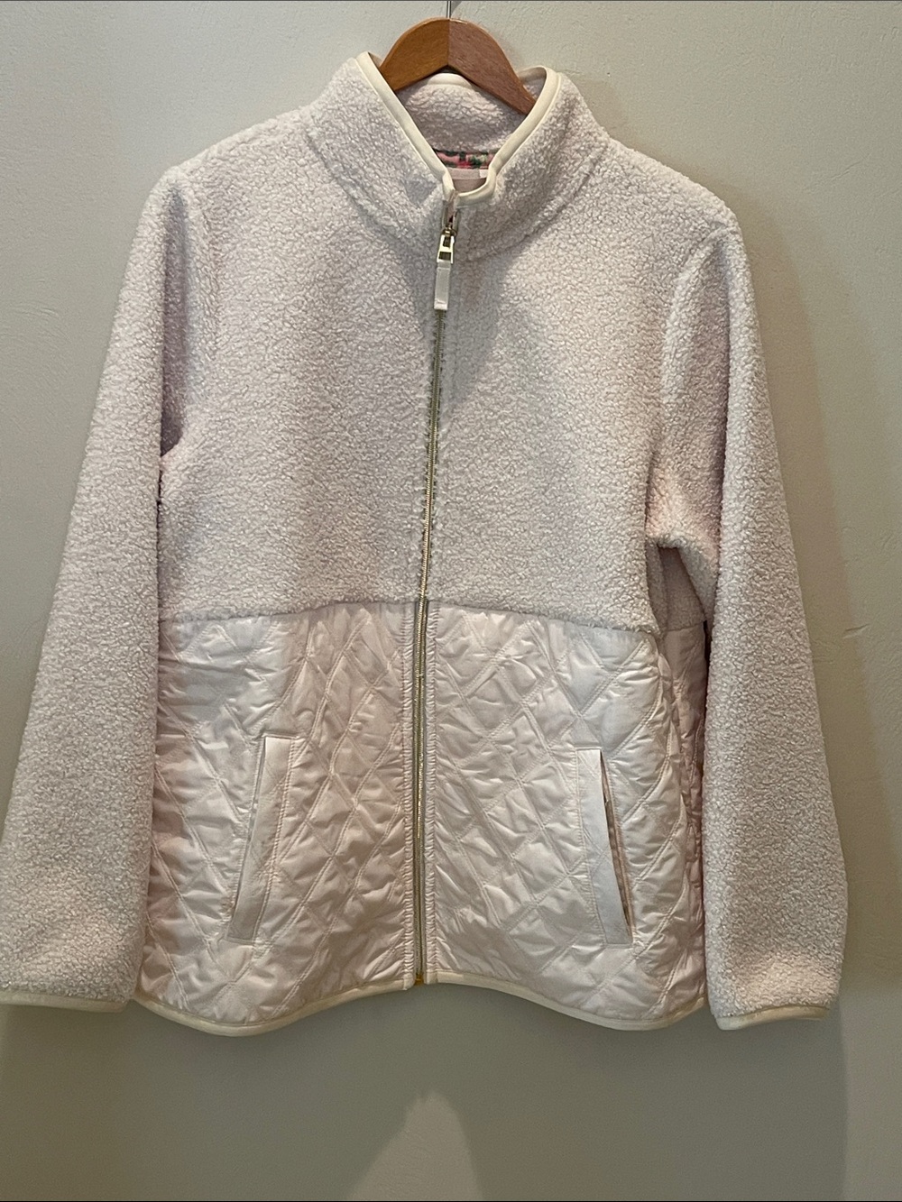 Tommy Bahama Cream Quilted & Sherpa Zip Jacket